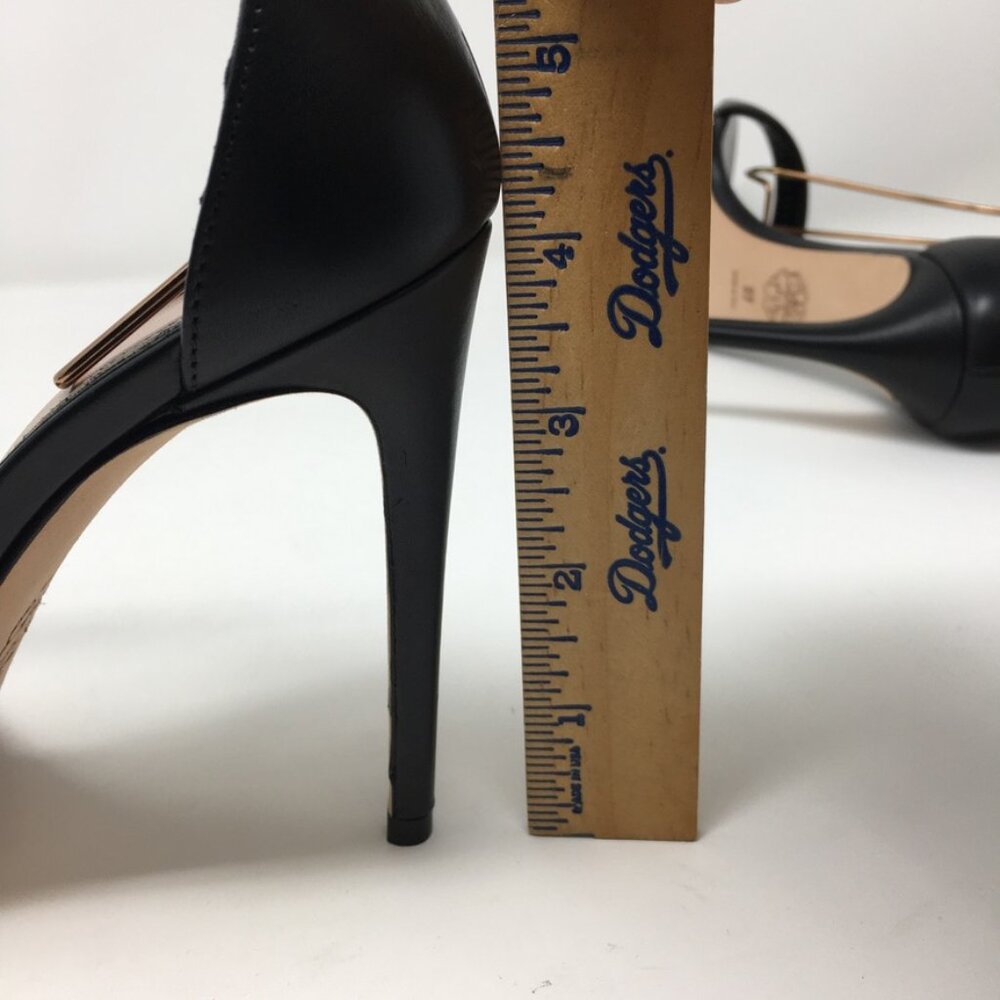 Alexander McQueen 4" Heels Medieval Buckle Sandal Size 37 Black Leather - Picture 13 of 16